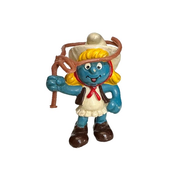 Vintage Cowgirl Cow Girl 20147 Western Rodeo Smurfette PVC Figure 1981 - Picture 1 of 5